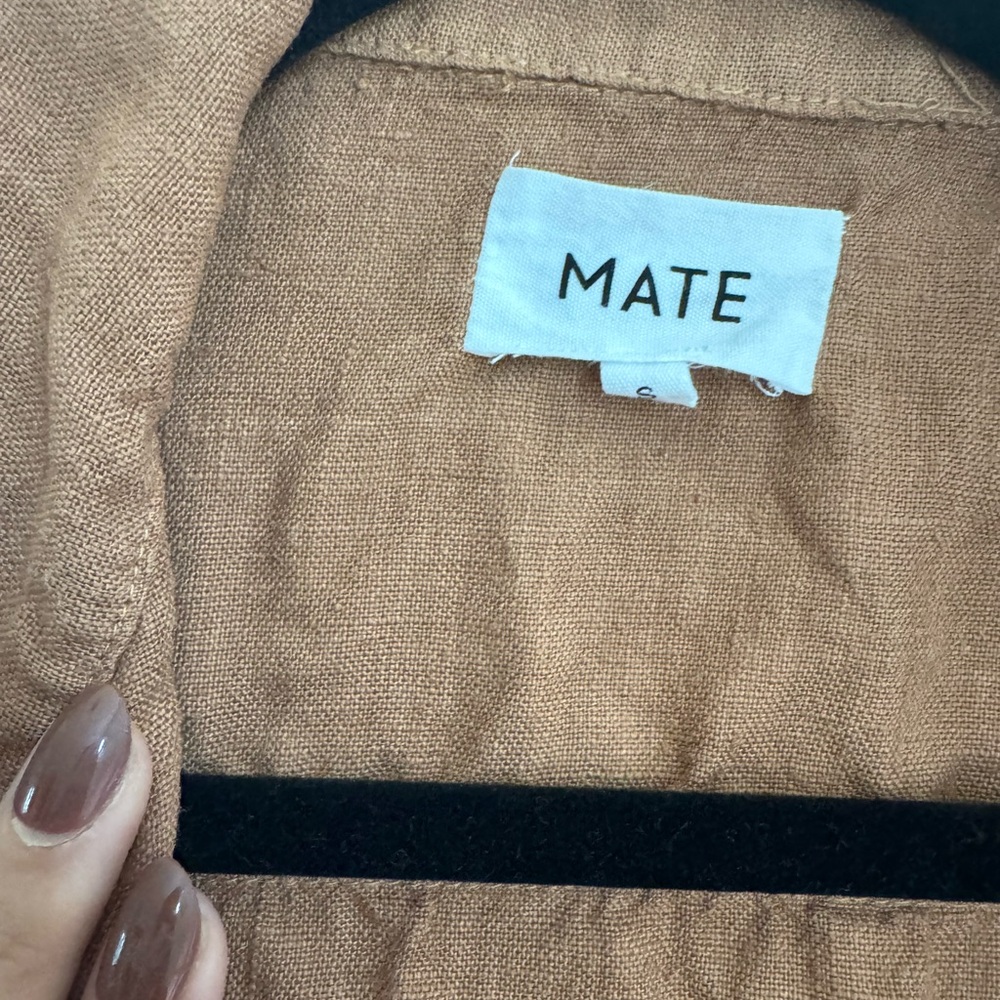 MATE the Label Rust Brown Linen Track Pants & Short Sleeve Button Shirt Set - Picture 3 of 6